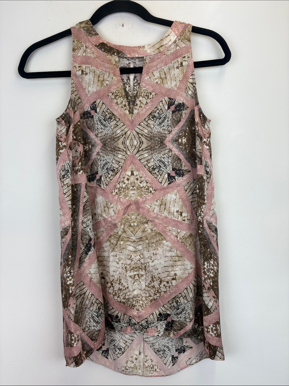 Thurley Silk Blouse Size 6 Abstract Print Sleeveless Tunic Boho Zimmermann Style